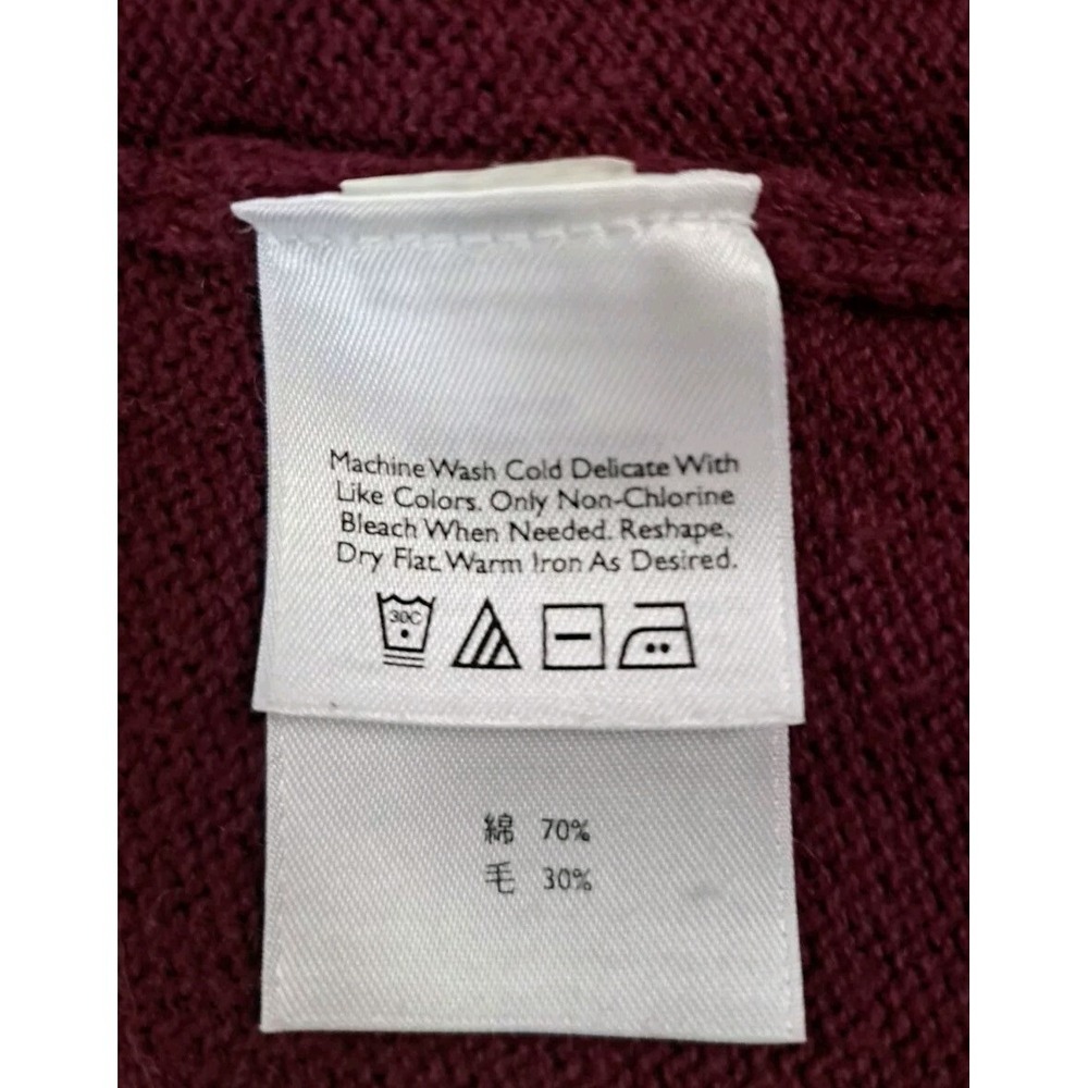 Eddie Bauer Sweater Size‎ M Burgundy 3/4 Sleeve Button Front Cotton/Merino Wool - Picture 5 of 8